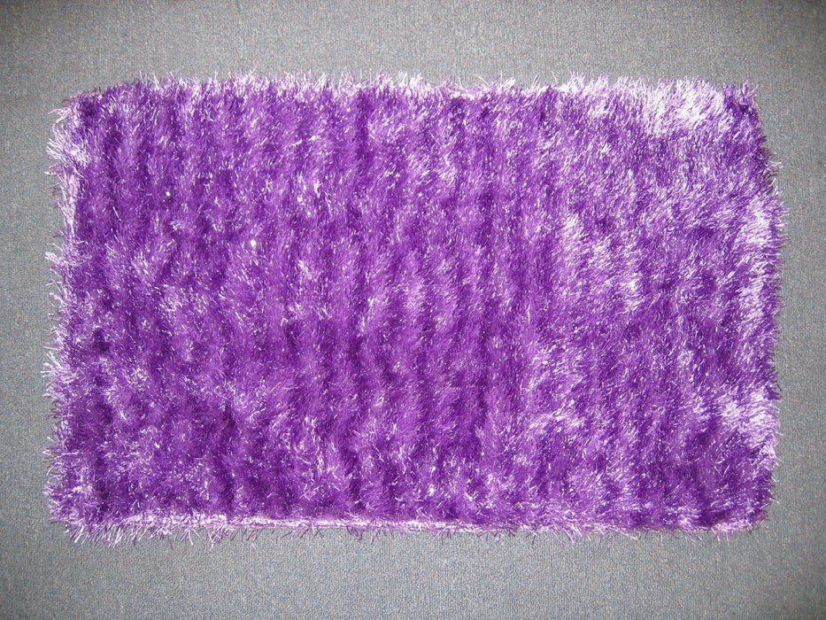 DaDa Bedding Shaggy Soft Door Mat Carpet Rug - 20" x 32" Striped Shiny Purple Lavender - DaDa Bedding Collection