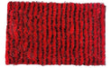 DaDa Bedding Shaggy Soft Rectangle Door Mat Bath Carpet Rug - 20" x 32", Striped Red & Black - DaDa Bedding Collection