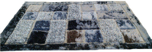 RUG & MAT - DaDa Bedding Soft Plush 3-D Checkered Square Mosaic Sky Blue Silver Grey Rug Carpet Mat - 55" x 78" - DaDa Bedding Collection