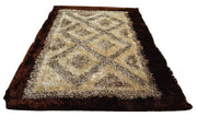 DaDa Bedding Shaggy Soft Viscose Champagne Brown Geometric Diamond Large Area Carpet Rug - DaDa Bedding Collection