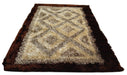 DaDa Bedding Shaggy Soft Viscose Champagne Brown Geometric Diamond Large Area Carpet Rug - DaDa Bedding Collection