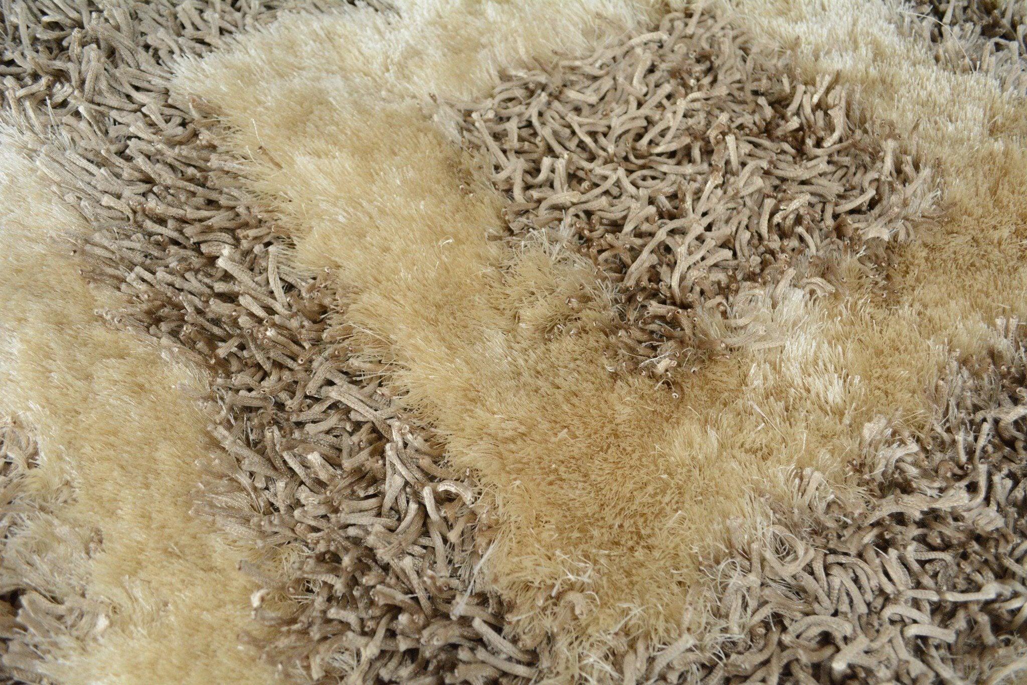 DaDa Bedding Shaggy Soft Viscose Champagne Brown Geometric Diamond Large Area Carpet Rug - DaDa Bedding Collection