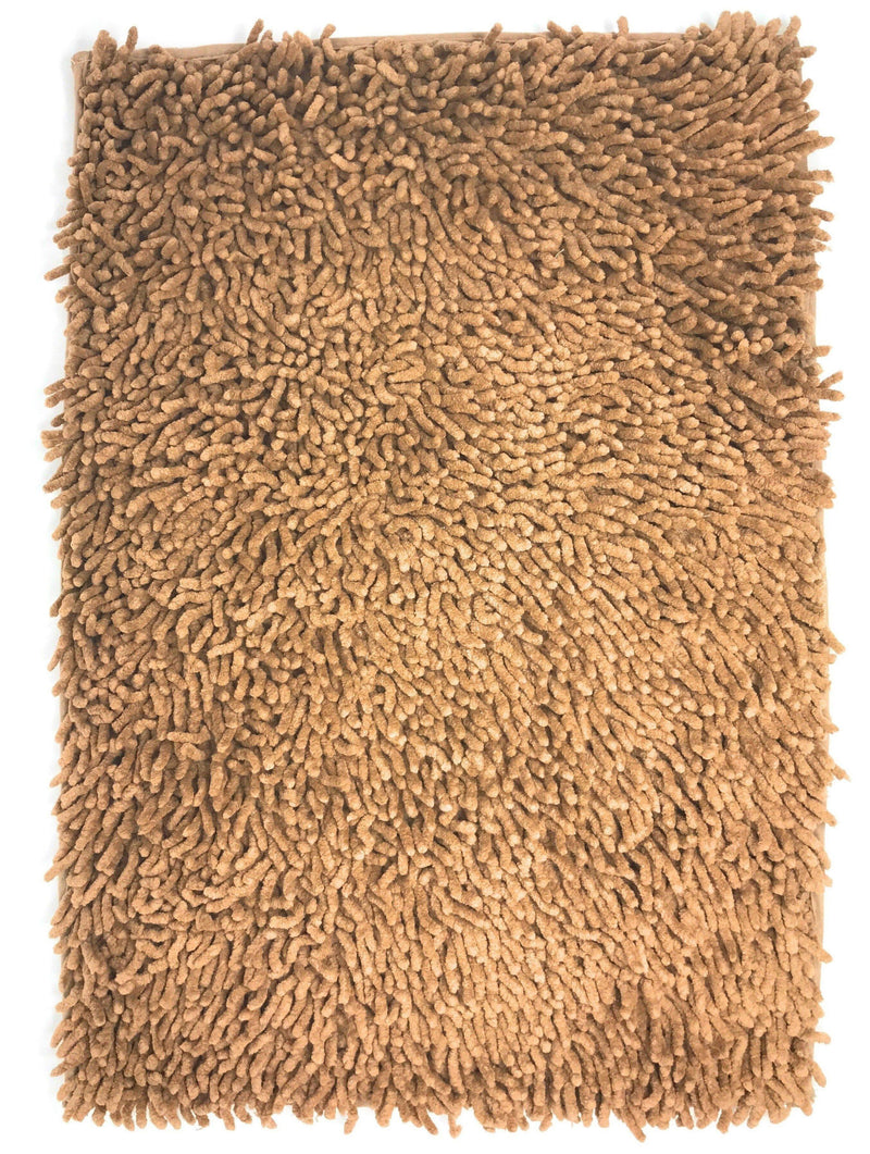 DaDa Bedding Coffee Brown Shaggy Soft Chenille Noodle Carpet Rug Bath Mat - DaDa Bedding Collection