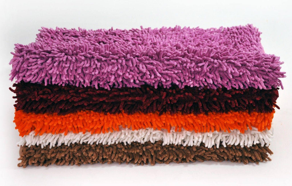 DaDa Bedding Coffee Brown Shaggy Soft Chenille Noodle Carpet Rug Bath Mat - DaDa Bedding Collection