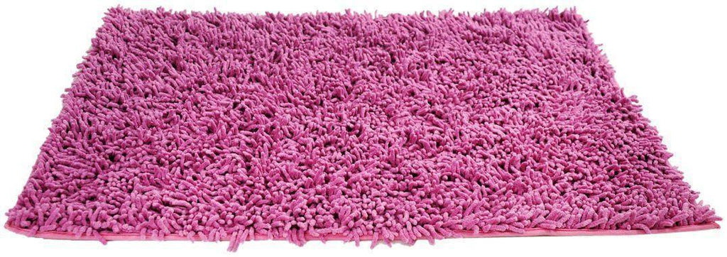 DaDa Bedding Fuchsia Magenta Pink Shaggy Soft Chenille Noodle Carpet Rug Bath Mat - DaDa Bedding Collection