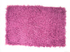 A pink chenille cotton shag bathroom rug measuring 16x24 inches. The rug is plush and fluffy, with an anti-slip backing to prevent slips and falls in the shower or tub. It is an absorbent bath mat that quickly soaks up water to keep bathroom floors dry. The rug is machine washable and resistant to water and stains. It is a small, soft, and super comfortable rug that adds a girly touch to any bathroom decor.