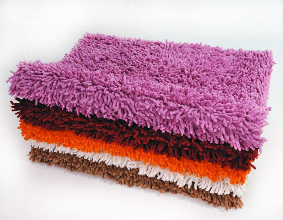 DaDa Bedding Vanilla Ivory White Shaggy Soft Chenille Noodle Carpet Rug Bath Mat - DaDa Bedding Collection