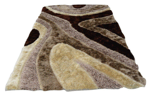 RUG & MAT - DaDa Bedding Three Dimensional 3D Curved Brown & White Chocolate Soft Plush Viscose Carpet Rug - DaDa Bedding Collection