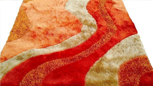 RUG & MAT - DaDa Bedding Retro Soft Curved Viscose Orange Swirls Rug - DaDa Bedding Collection