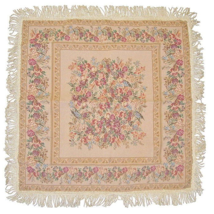 DaDa Bedding Wildflower Wonderland Floral Golden Beige Tan Square Dining Table Cloth (3100) - DaDa Bedding Collection