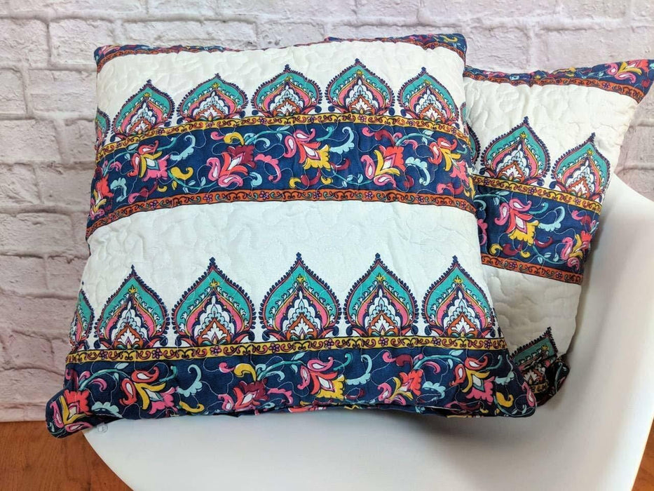 DaDa Bedding Set of 2-Pieces Bohemian Earthy Floral Meadow Throw Pillow Covers - 18" x 18" (160553-9) - DaDa Bedding Collection
