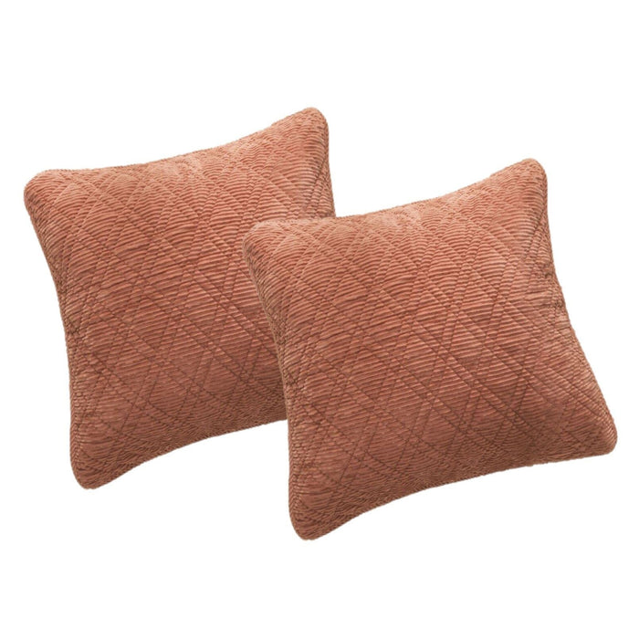 DaDalogy Bedding Set of 2-Pieces Terracotta Warm Brick Coral Orange Velour Corduroy Throw Pillow Covers - 18" x 18" (JHW952)
