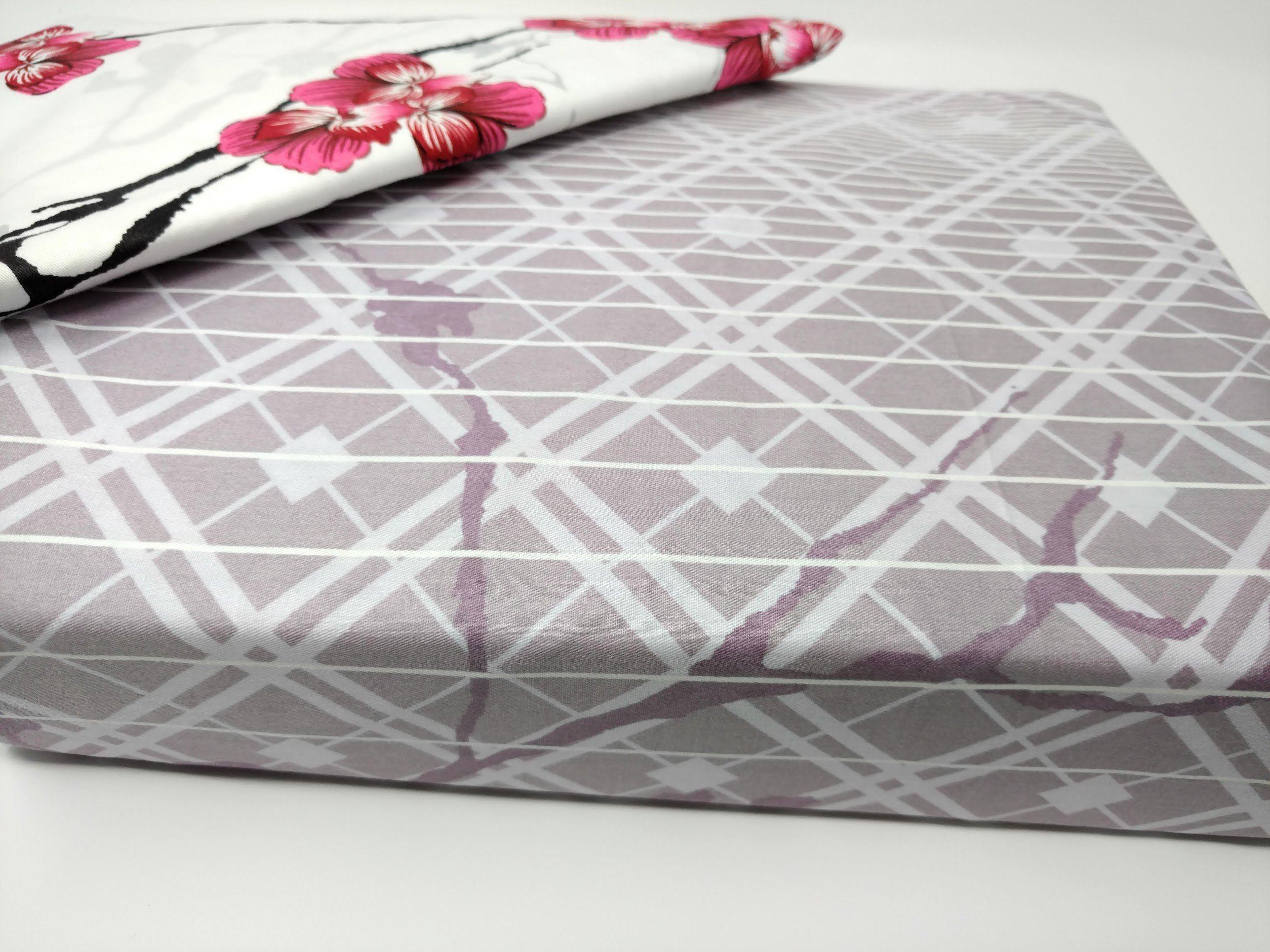 DaDa Bedding Floral Cherry Blossoms Red Purple Fitted Sheet & Pillow Cases Set (FTS8318) - DaDa Bedding Collection