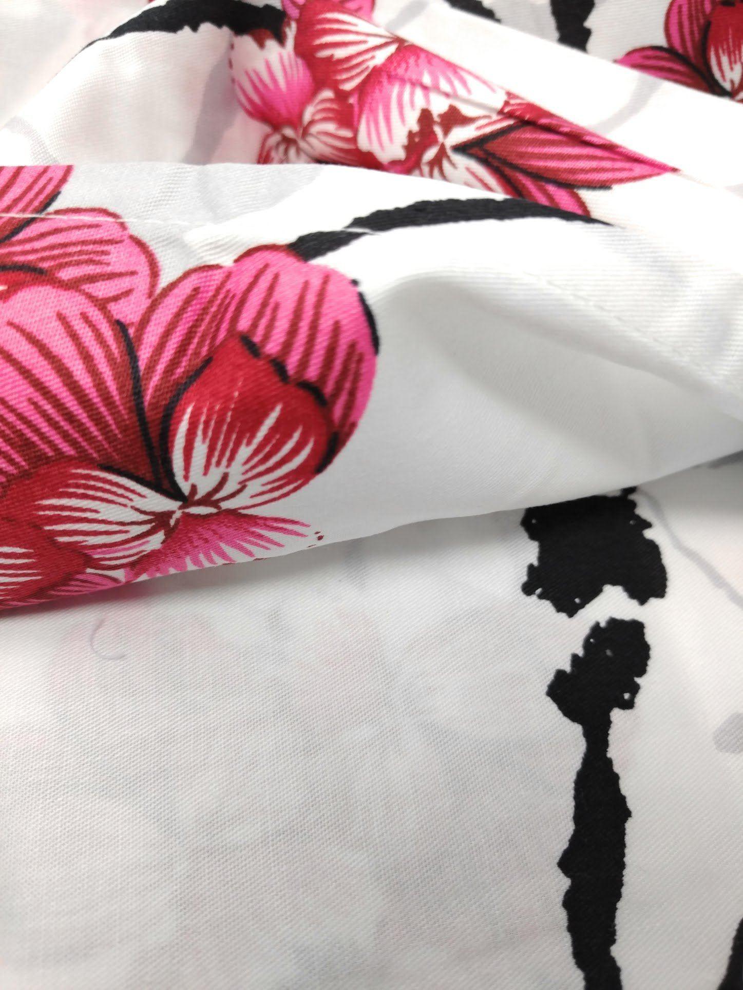 DaDa Bedding Floral Cherry Blossoms Red Purple Fitted Sheet & Pillow Cases Set (FTS8318) - DaDa Bedding Collection
