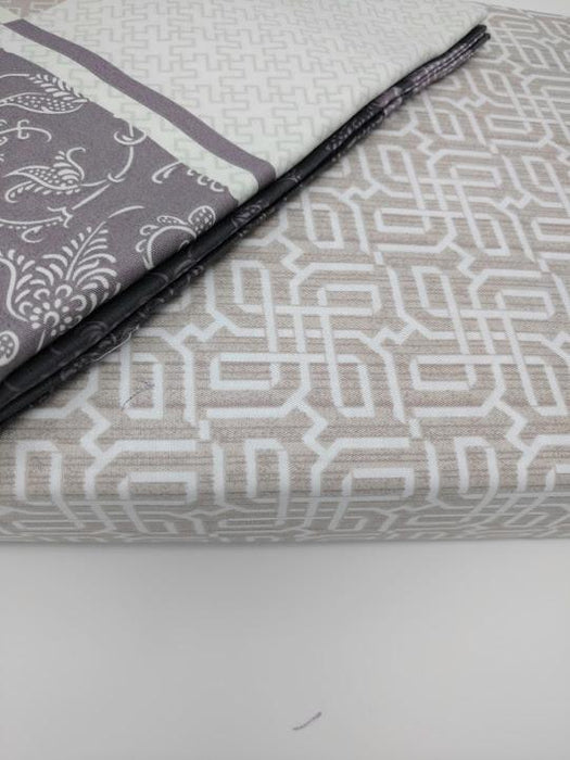 SHEET SET - DaDa Bedding Jacquard Grey Floral Paisley Flat Sheet & Pillow Cases Set (FS8222) - DaDa Bedding Collection