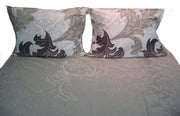 DaDa Bedding Paisley Grey Floral Leaves Fitted Sheet & Pillow Cases Set (FTS8197) - DaDa Bedding Collection
