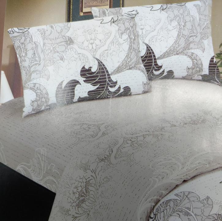 DaDa Bedding Jacquard Paisley Floral Leaves Flat Sheet & Pillow Cases Set - Twin 2-Pieces (FS8197) - DaDa Bedding Collection