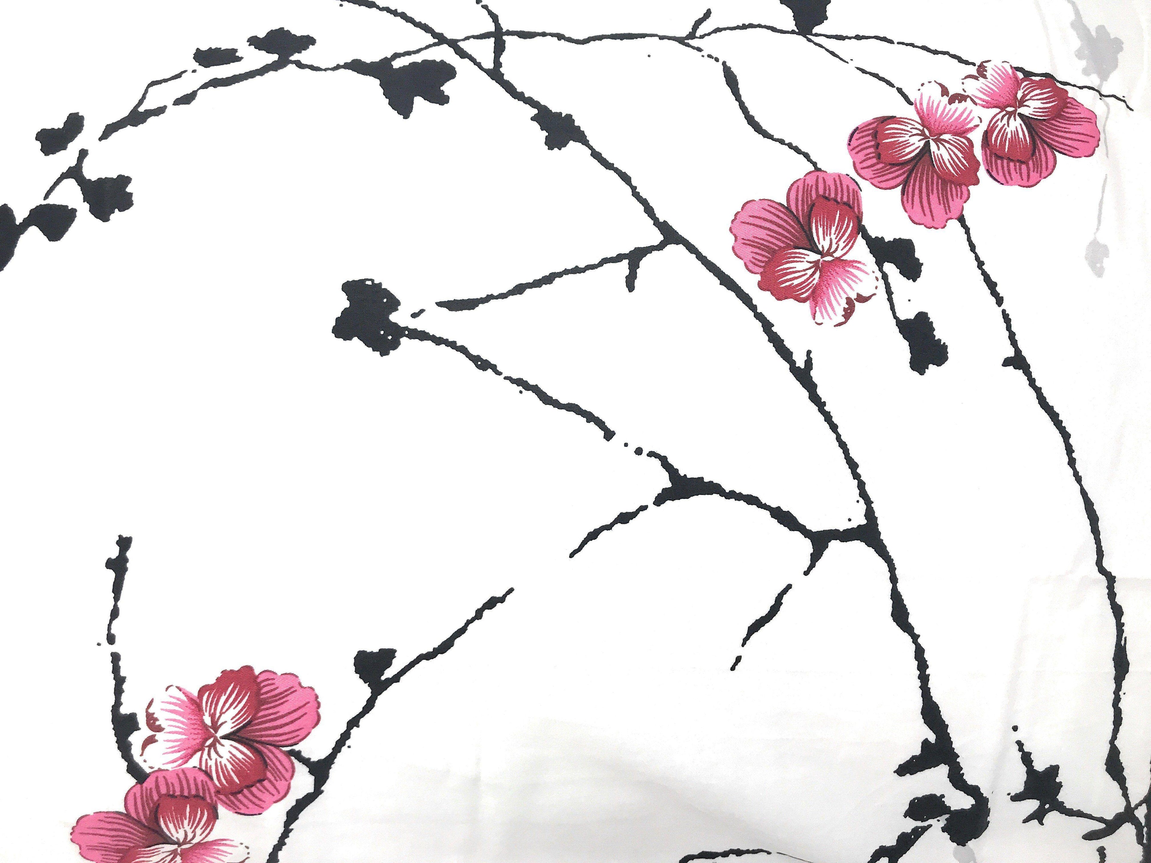 DaDa Bedding Floral Cherry Blossoms Red Purple Fitted Sheet & Pillow Cases Set (FTS8318) - DaDa Bedding Collection