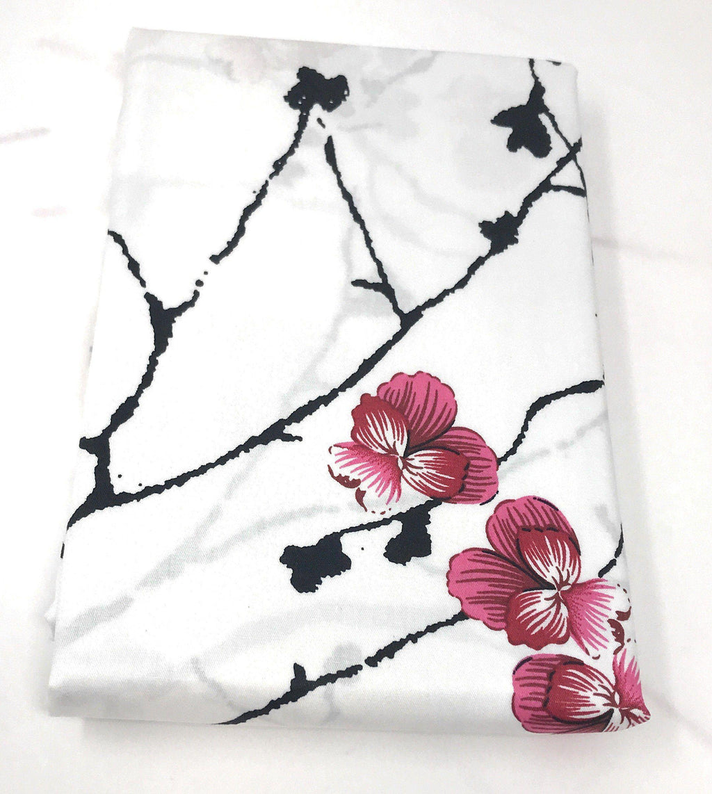 DaDa Bedding Floral Cherry Blossoms Red Purple Fitted Sheet & Pillow Cases Set (FTS8318) - DaDa Bedding Collection