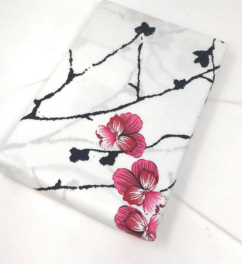 DaDa Bedding Floral Cherry Blossoms Red Purple Fitted Sheet & Pillow Cases Set (FTS8318) - DaDa Bedding Collection