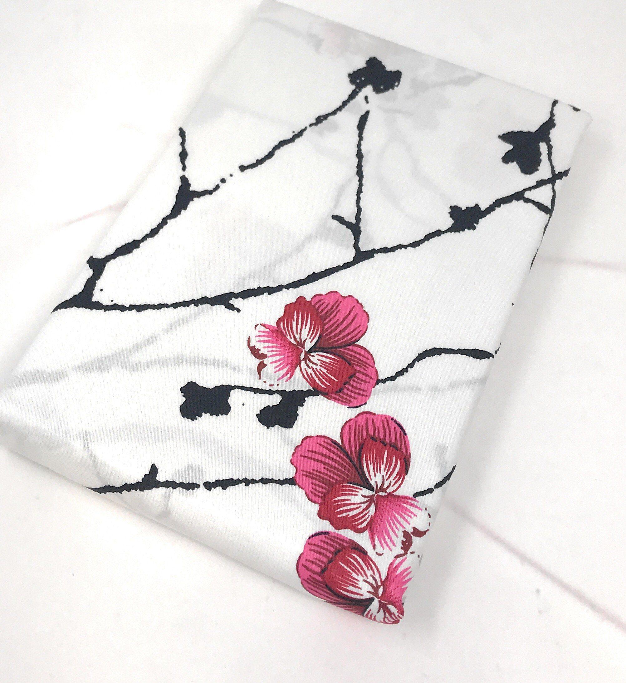DaDa Bedding Floral Cherry Blossoms Red Purple Fitted Sheet & Pillow Cases Set (FTS8318) - DaDa Bedding Collection