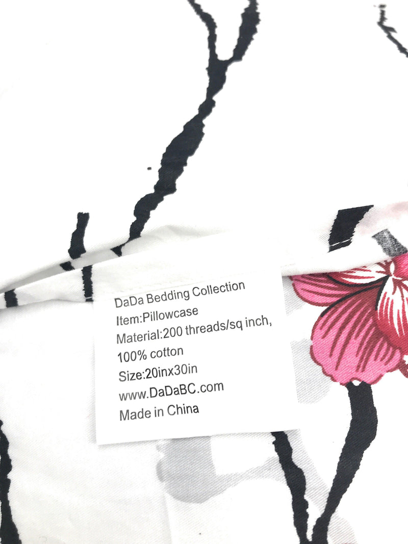 DaDa Bedding Floral Cherry Blossoms Red Purple Fitted Sheet & Pillow Cases Set (FTS8318) - DaDa Bedding Collection