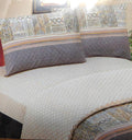DaDa Bedding Geometric Striped Tan Brown Multi-Color Fitted + Flat Sheet & Pillow Cases Set (FSFS8279) - DaDa Bedding Collection