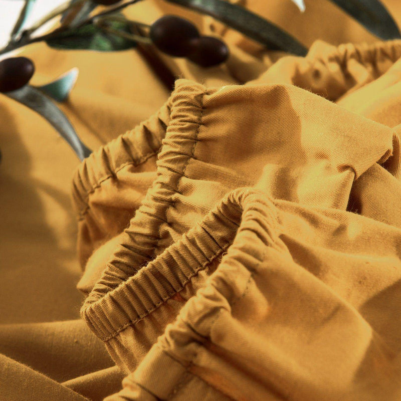 DaDa Bedding Honey Yellow Poplin Cotton Fitted Sheet w/ Pillow Cases (JHW-550-Fitted) - DaDa Bedding Collection