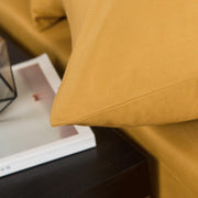 DaDa Bedding Honey Yellow Poplin Cotton Fitted Sheet w/ Pillow Cases (JHW-550-Fitted) - DaDa Bedding Collection