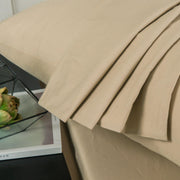 DaDa Bedding Luxury Soft Cotton Beige Fitted Bed Sheet & Pillow Cases Set (JHW-546-Fitted) - DaDa Bedding Collection