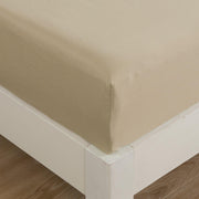 DaDa Bedding Luxury Soft Cotton Beige Fitted Bed Sheet & Pillow Cases Set (JHW-546-Fitted) - DaDa Bedding Collection