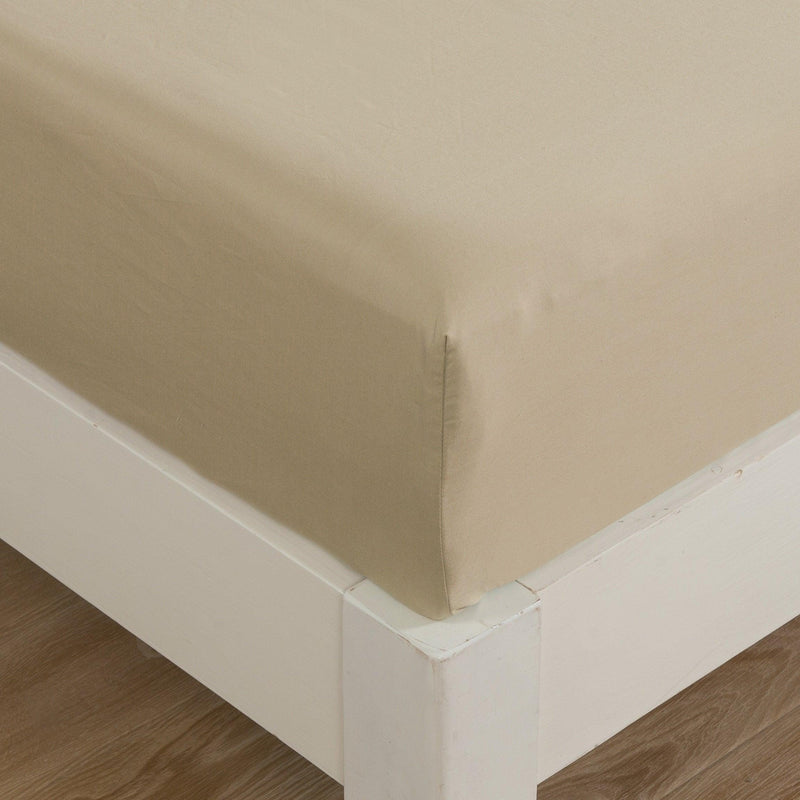 DaDa Bedding Luxury Soft Cotton Beige Fitted Bed Sheet & Pillow Cases Set (JHW-546-Fitted) - DaDa Bedding Collection