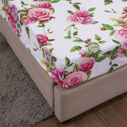 DaDa Bedding Romantic Roses Lovely Spring Pink Floral Fitted Bed Sheet w/ Pillow Cases (JHW879-Fitted) - DaDa Bedding Collection