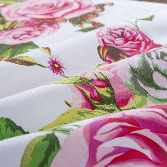 DaDa Bedding Romantic Roses Lovely Spring Pink Floral Fitted Bed Sheet w/ Pillow Cases (JHW879-Fitted) - DaDa Bedding Collection