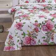 DaDa Bedding Romantic Roses Lovely Spring Pink Floral Garden Fitted & Flat Bed Sheet Set w/ Pillow Cases (JHW879) - DaDa Bedding Collection