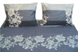 SHEET SET - DaDa Bedding Navy Blue Floral Striped Fitted Sheet & Pillow Cases Set - Twin Size (FTS8153) - DaDa Bedding Collection