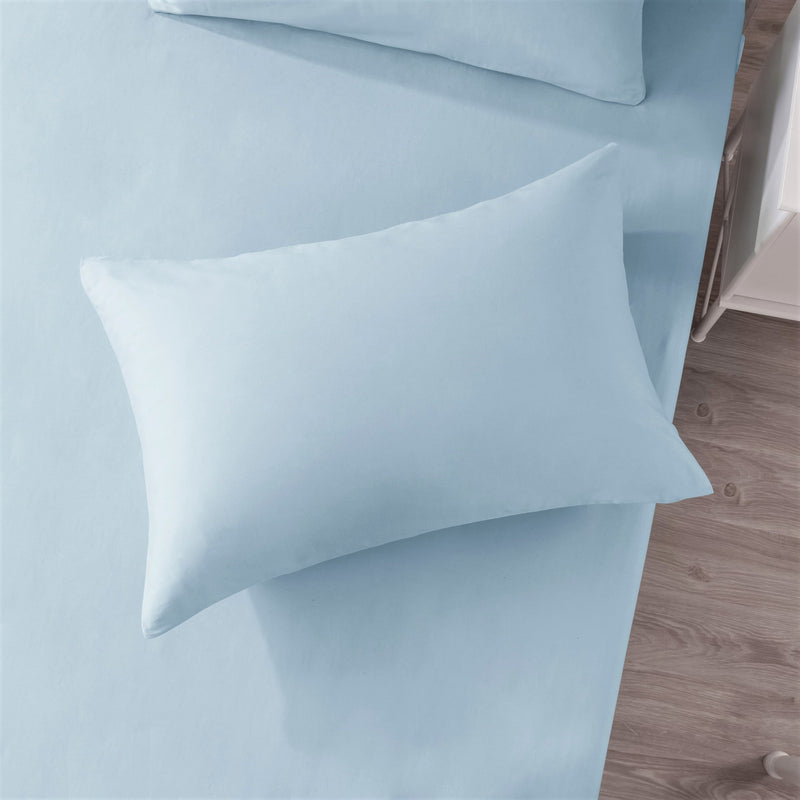 DaDa Bedding Soothing SeaFoam Sky Blue Cotton Fitted Bed Sheet w/Pillow Cases (JHW604) - DaDa Bedding Collection