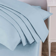 DaDa Bedding Soothing SeaFoam Sky Blue Cotton Fitted Bed Sheet w/Pillow Cases (JHW604) - DaDa Bedding Collection