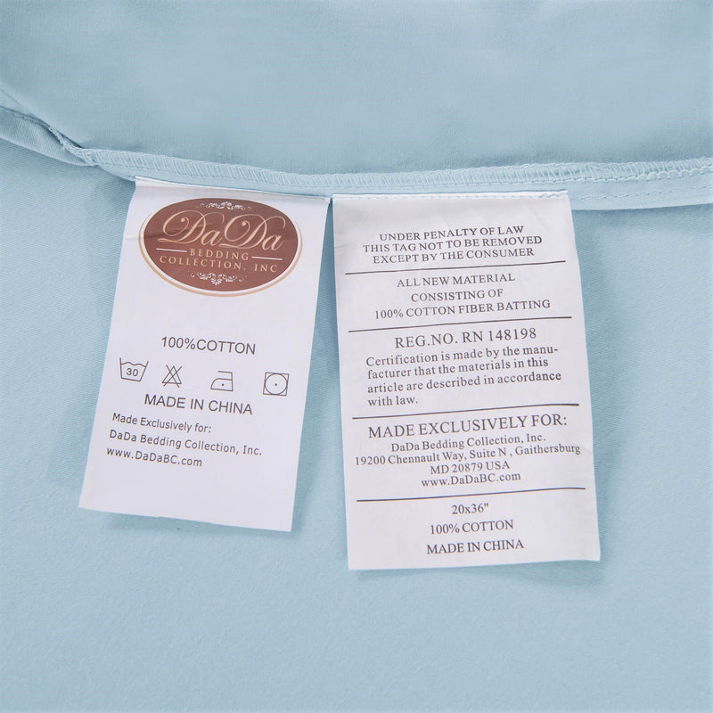DaDa Bedding Soothing SeaFoam Sky Blue Cotton Fitted Bed Sheet w/Pillow Cases (JHW604) - DaDa Bedding Collection
