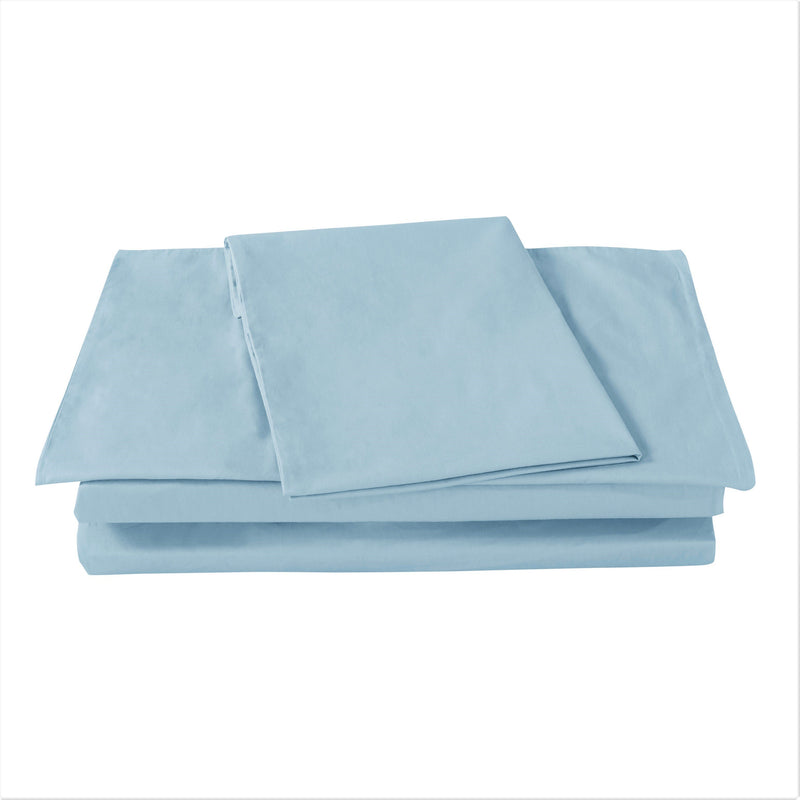 DaDa Bedding Soothing SeaFoam Sky Blue Cotton Fitted Bed Sheet w/Pillow Cases (JHW604) - DaDa Bedding Collection