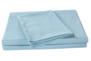 DaDa Bedding Soothing SeaFoam Sky Blue Cotton Fitted Bed Sheet w/Pillow Cases (JHW604) - DaDa Bedding Collection