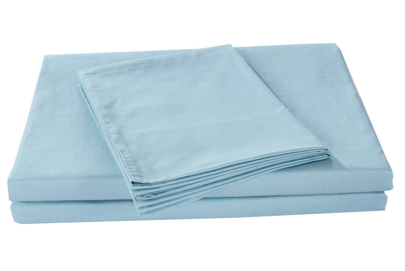 DaDa Bedding Soothing SeaFoam Sky Blue Cotton Fitted Bed Sheet w/Pillow Cases (JHW604) - DaDa Bedding Collection
