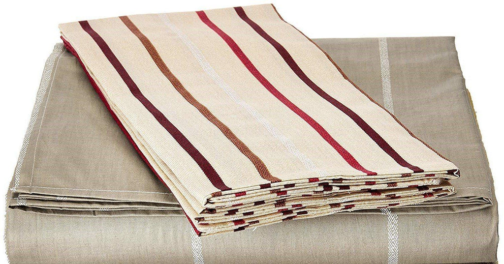DaDa Bedding Solid Soft Multi Striped Fitted Sheet & Pillow Cases Set (FTS8293) - DaDa Bedding Collection