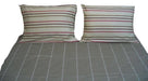 DaDa Bedding Multi White Grey Striped Fitted & Flat Sheets w/ Pillow Cases Set (FSFS8293) - DaDa Bedding Collection