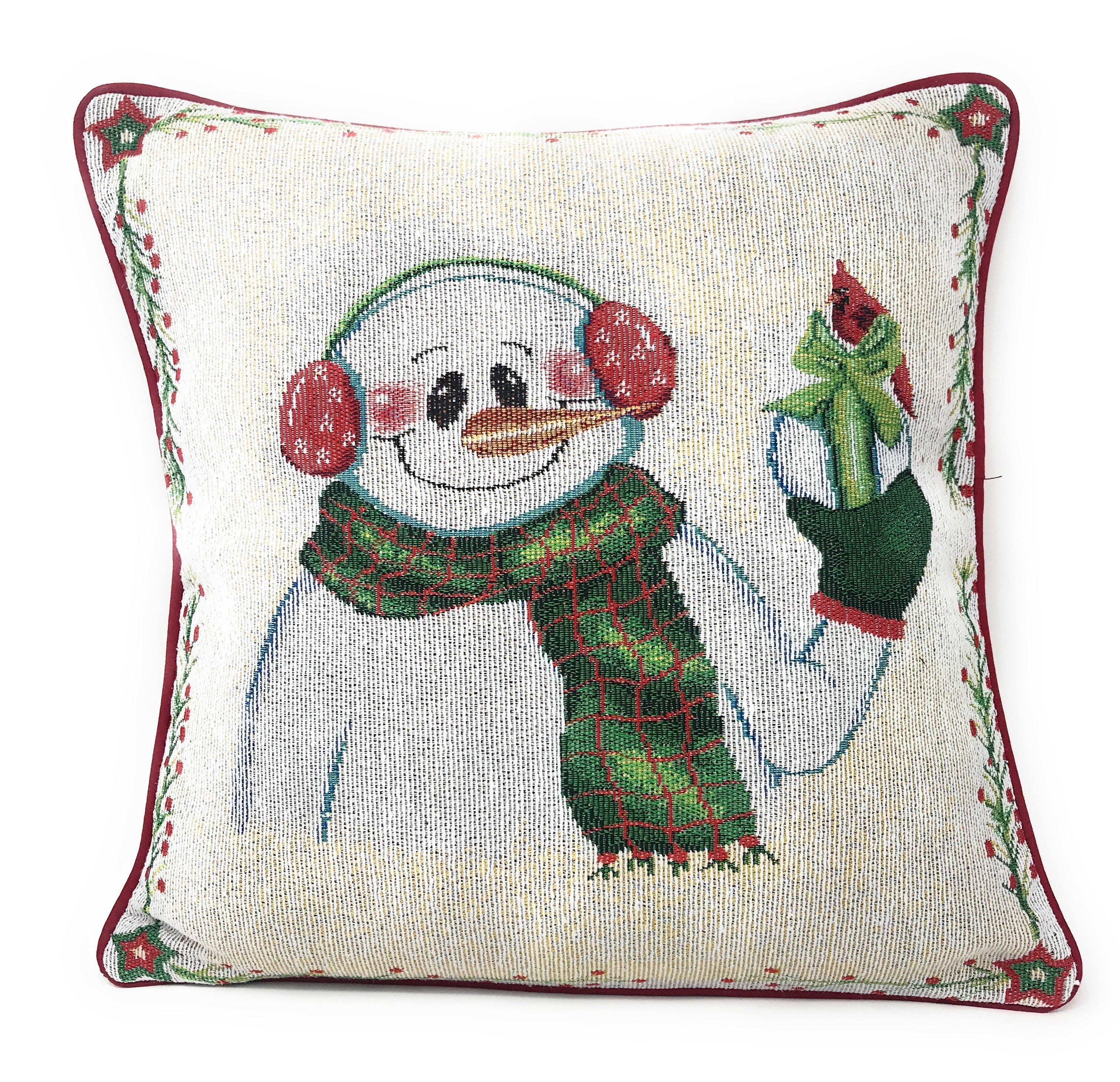 DaDa Bedding Set of 8 Pieces Magical Snowman Holiday Table Tapestry - 4 Placemats, 2 Table Runners, 2 Throw Pillow Covers (9733) - DaDa Bedding Collection