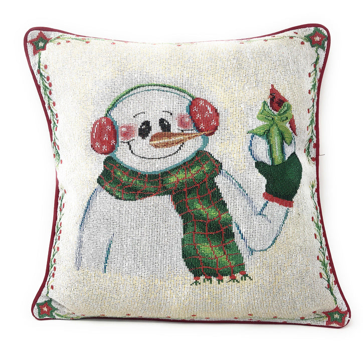 DaDa Bedding Set of 8 Pieces Magical Snowman Holiday Table Tapestry - 4 Placemats, 2 Table Runners, 2 Throw Pillow Covers (9733) - DaDa Bedding Collection