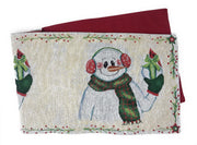 DaDa Bedding Set of 8 Pieces Magical Snowman Holiday Table Tapestry - 4 Placemats, 2 Table Runners, 2 Throw Pillow Covers (9733) - DaDa Bedding Collection