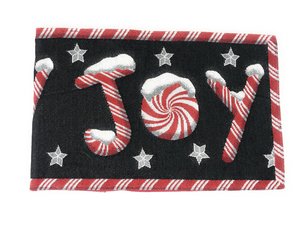 DaDa Bedding Set of 8 Pieces Peppermint Joy Holiday Table Tapestry - 4 Placemats, 2 Table Runners, 2 Throw Pillow Covers (12904) - DaDa Bedding Collection