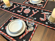 DaDa Bedding Set of 8 Pieces Peppermint Joy Holiday Table Tapestry - 4 Placemats, 2 Table Runners, 2 Throw Pillow Covers (12904) - DaDa Bedding Collection