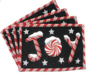 DaDa Bedding Set of 8 Pieces Peppermint Joy Holiday Table Tapestry - 4 Placemats, 2 Table Runners, 2 Throw Pillow Covers (12904) - DaDa Bedding Collection